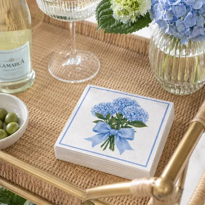 Linen Texture Lunch Napkins -Hydrangea