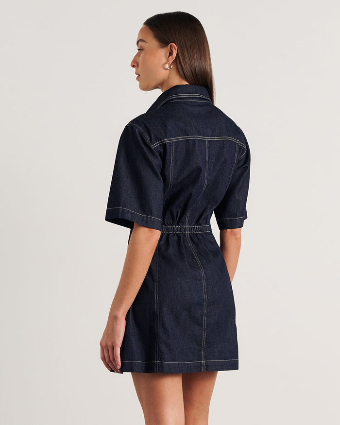 JAG loe short sleeve denim dress rawwash