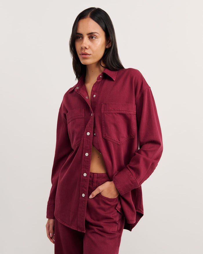 JAG loe denim shacket wine