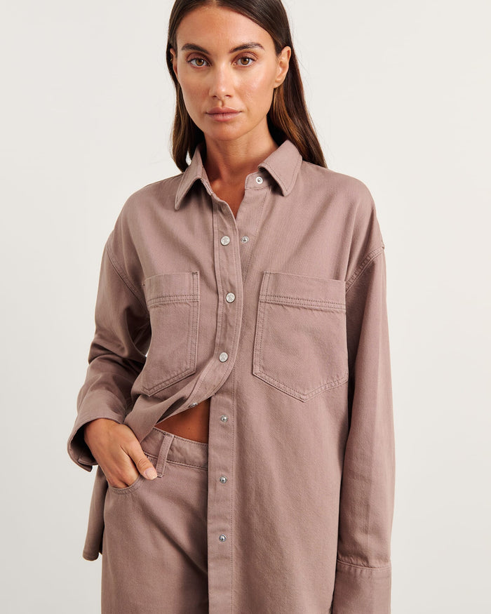 JAG loe denim shacket latte
