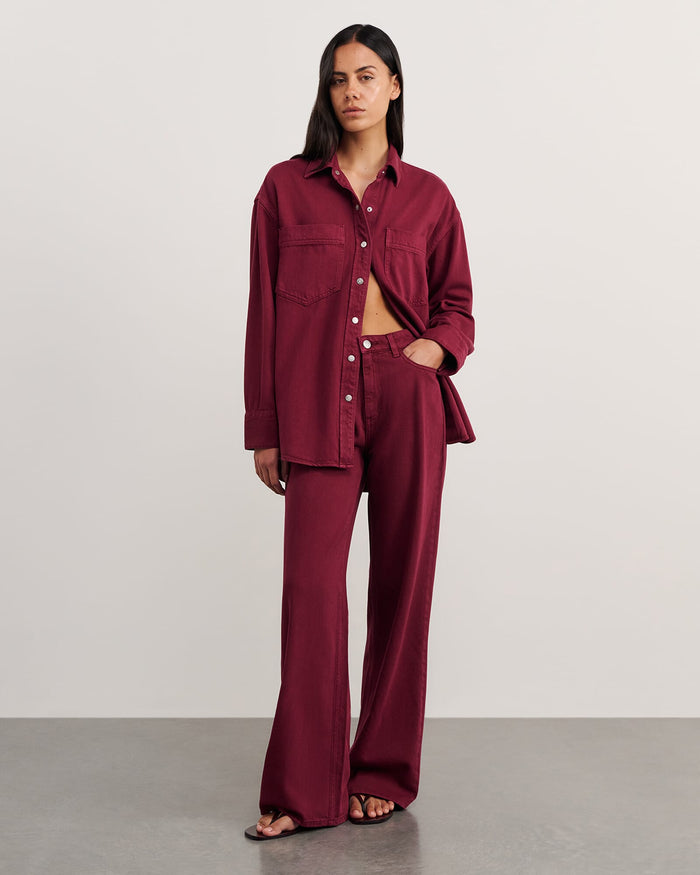 JAG loe denim shacket wine