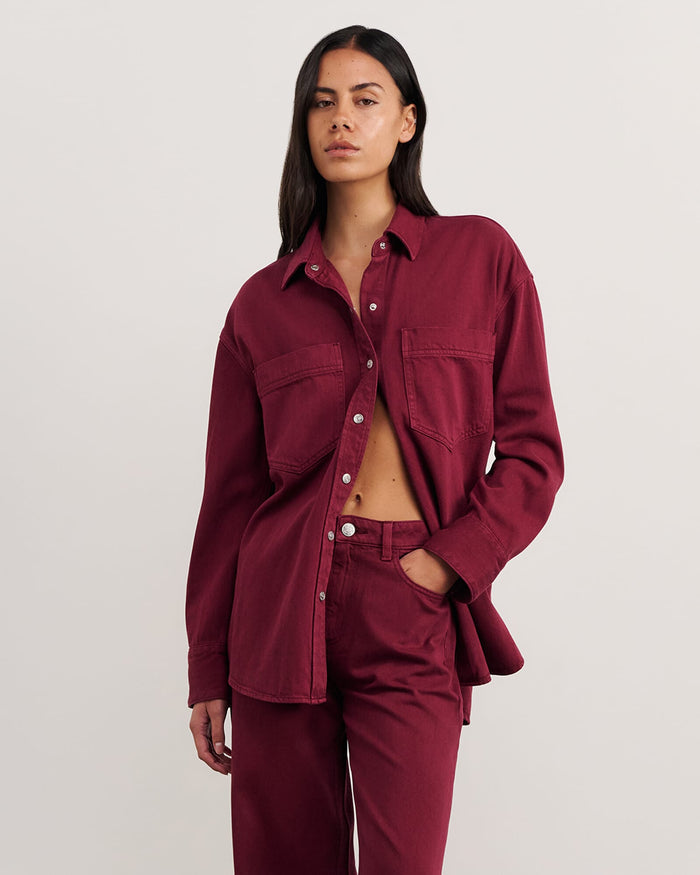JAG loe denim shacket wine