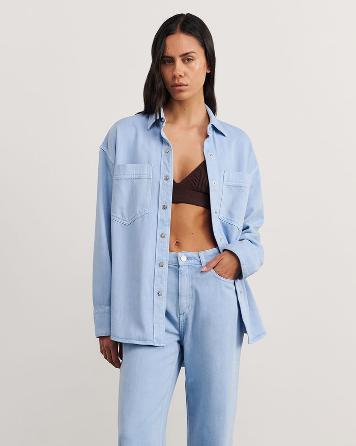 JAG loe denim shacket powderblue