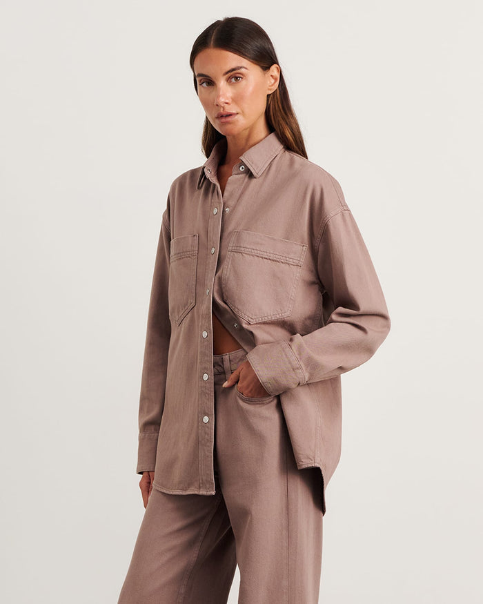 JAG loe denim shacket latte