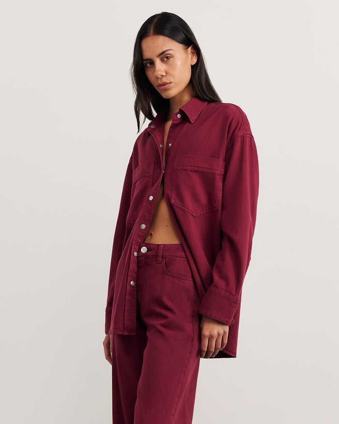 JAG loe denim shacket wine