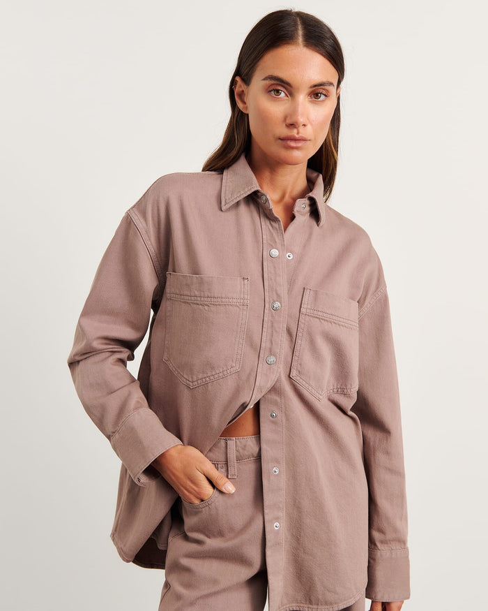 JAG loe denim shacket latte