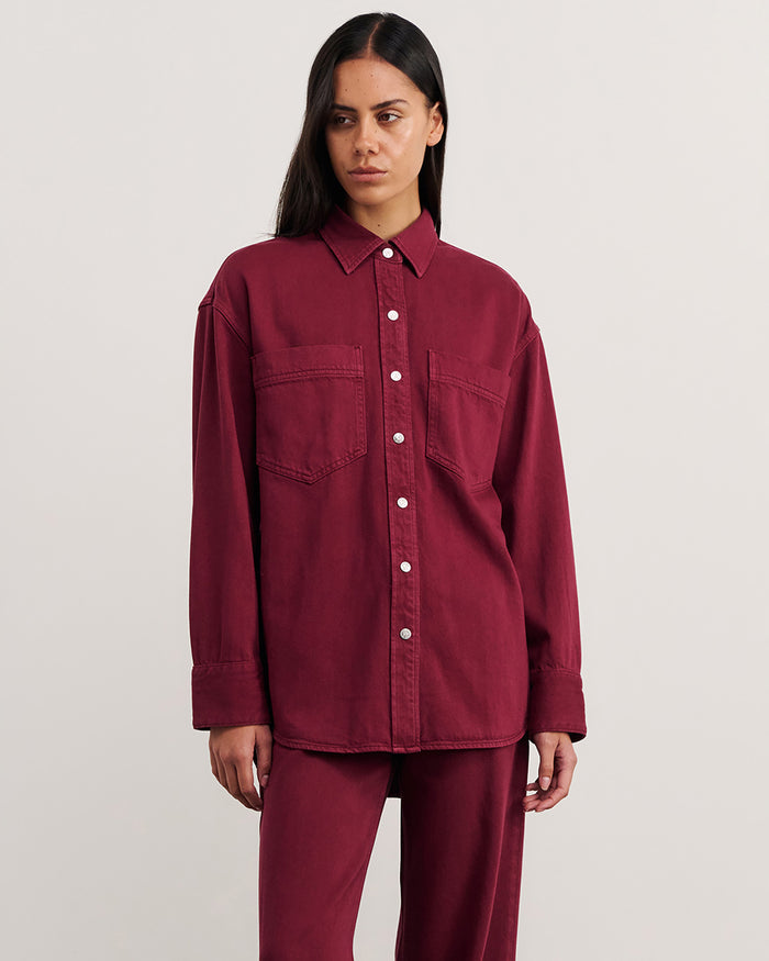 JAG loe denim shacket wine
