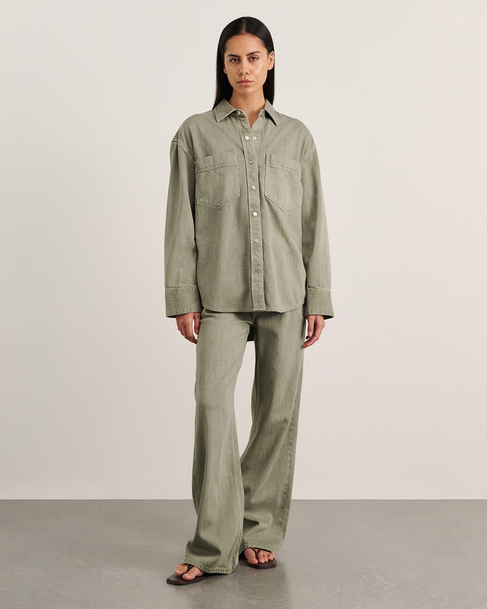JAG loe denim shacket sage