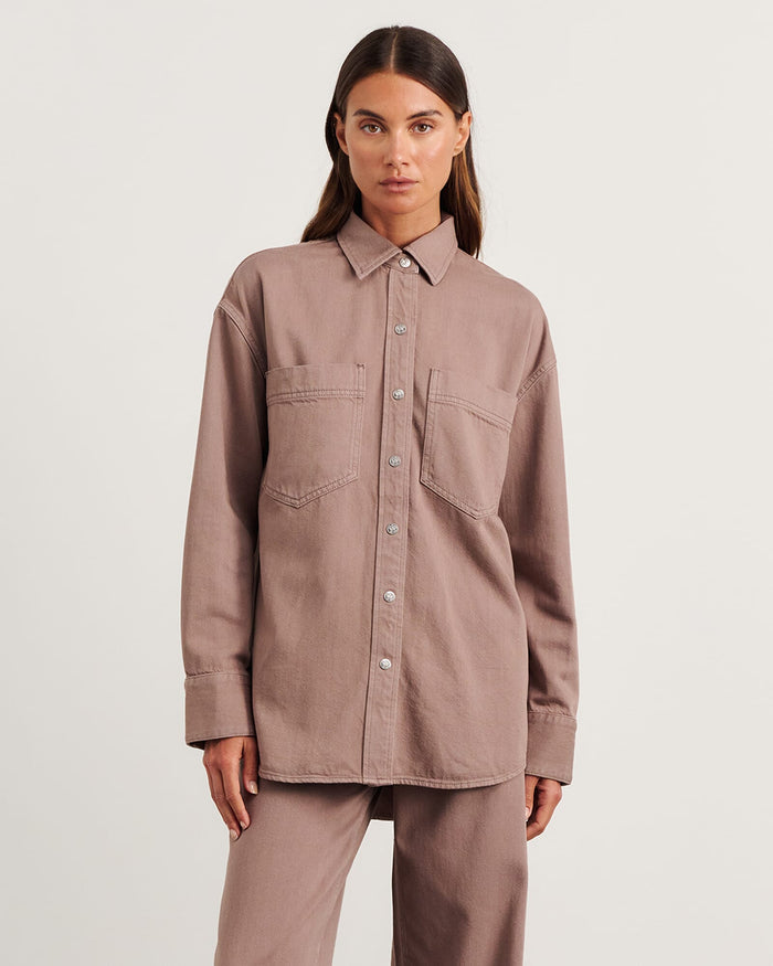 JAG loe denim shacket latte