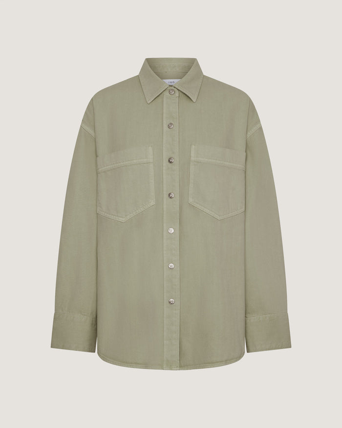 JAG loe denim shacket sage