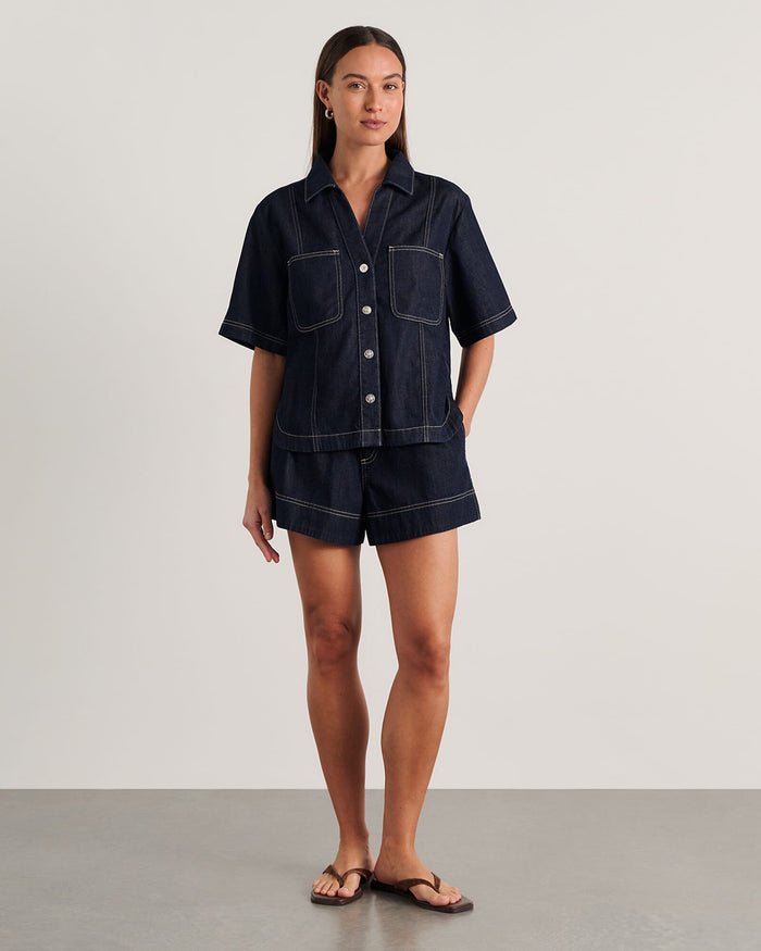 JAG loe denim pull on short rawwash