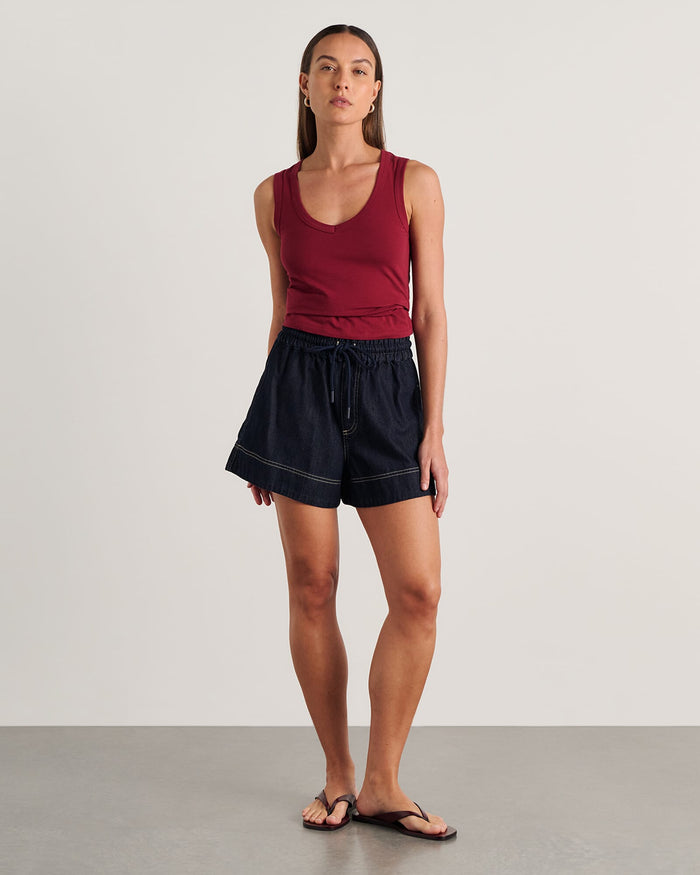 JAG loe denim pull on short rawwash