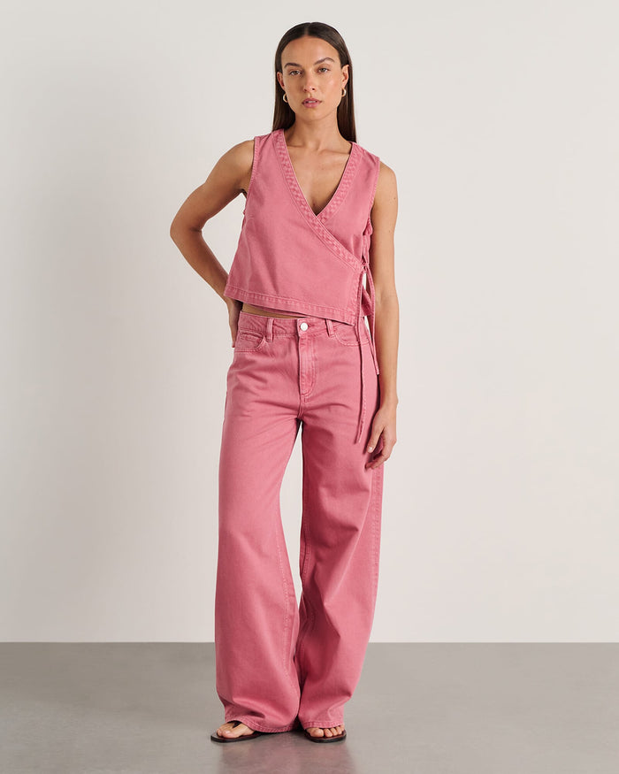 JAG loe mid rise jean tearose
