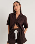 JAG loe short sleeve shirt darkchocolate