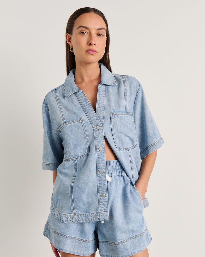 JAG loe short sleeve shirt lightwash