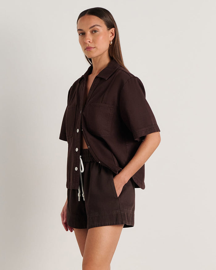 JAG loe short sleeve shirt darkchocolate