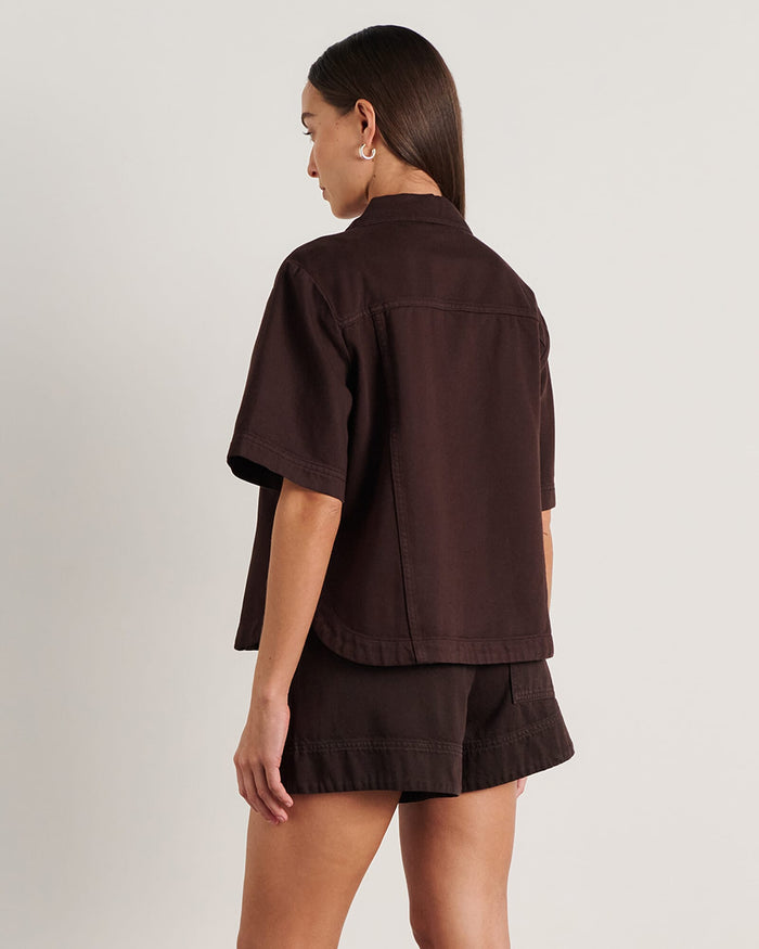 JAG loe short sleeve shirt darkchocolate