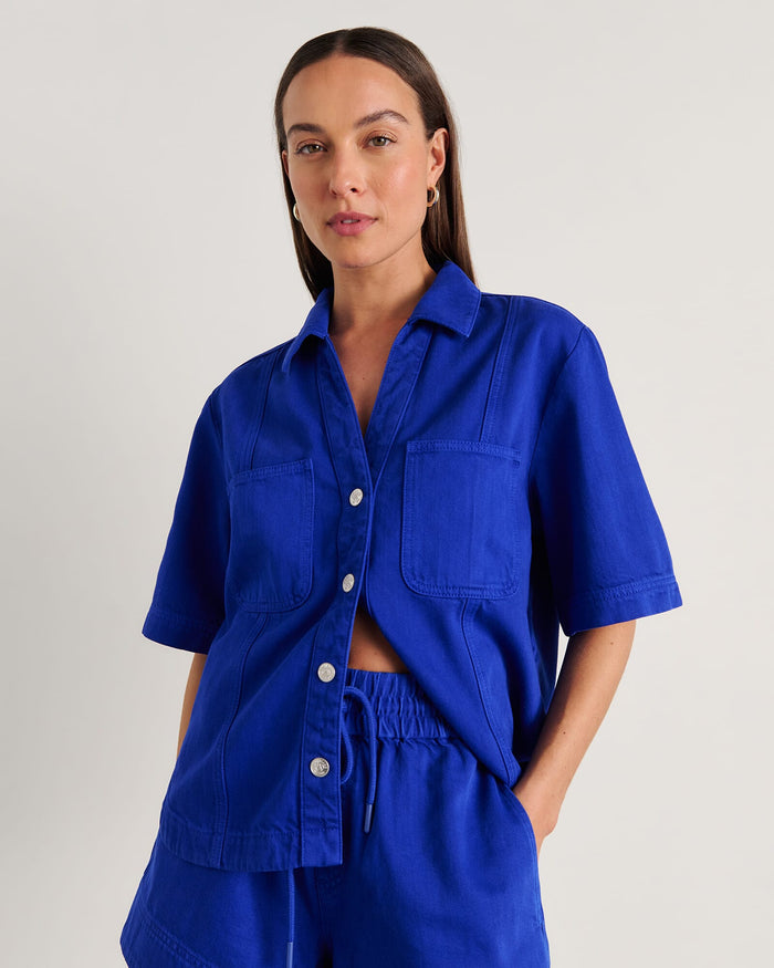 JAG loe short sleeve shirt cobalt