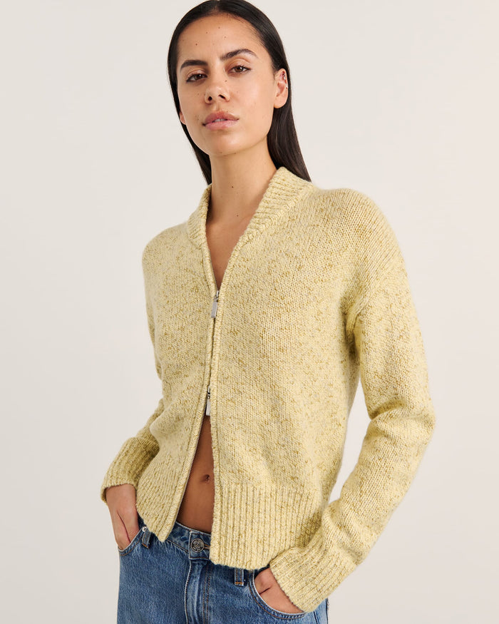 JAG lou zip knit jacket buttercup