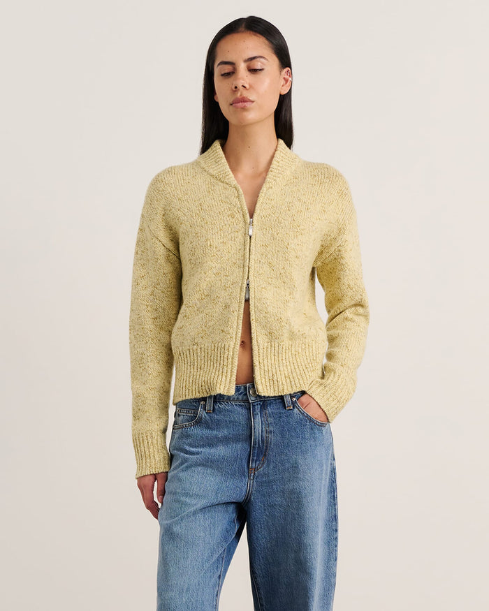 JAG lou zip knit jacket buttercup