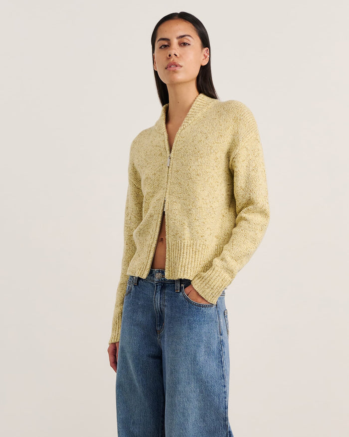 JAG lou zip knit jacket buttercup