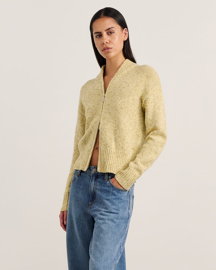 JAG lou zip knit jacket buttercup