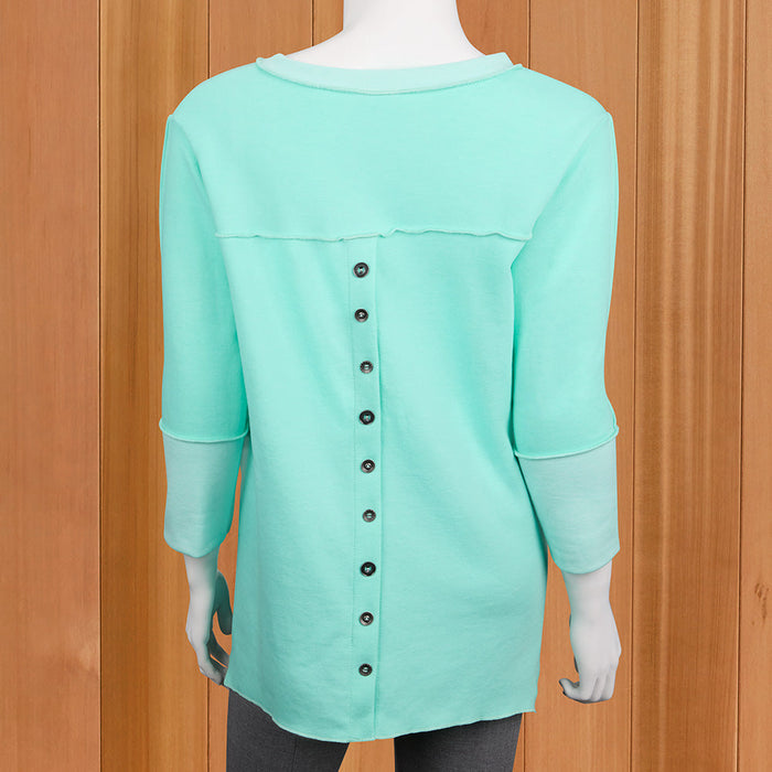 Lulu-B Mini-Stripe Button-Back Pullover