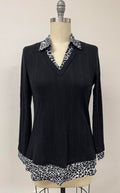 Luxurious Black Leopard Trim Sweater