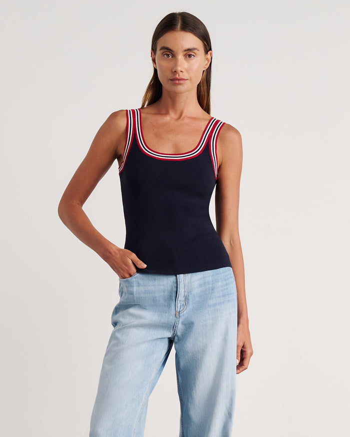 JAG lydia stripe knit tank ink