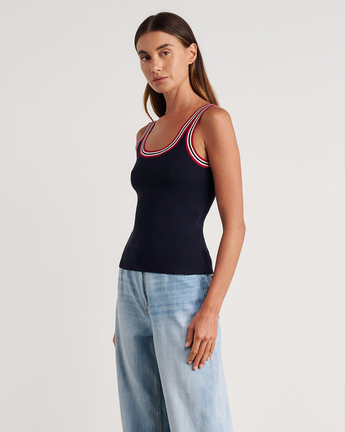 JAG lydia stripe knit tank ink
