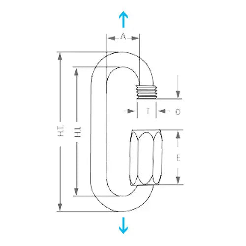 Maillon rapide drawing dimensions