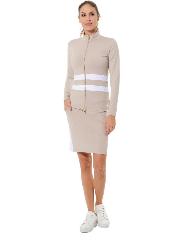 MDC Full Zip Jacket - Light Taupe/White