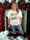 Merry & Bright Cream Tee - Posh West Boutique