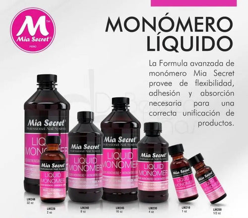 Mia Secret Monómero 118ml Líquido Acrílico Profesional Uñas Transparente