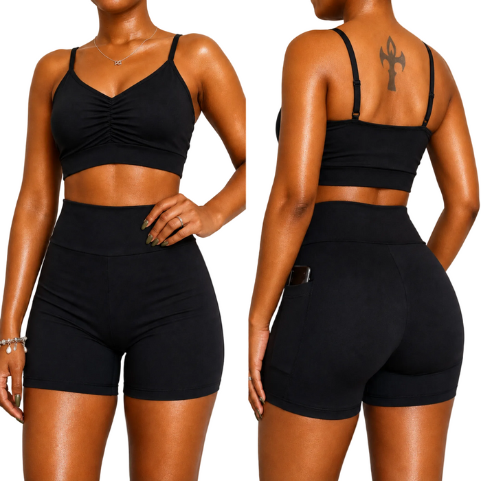 Midnight Sculpt Seamless Gym Set – Black Activewear Co-Ord