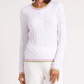Minnie Rose Sporty Crew Neck Sweater - White/Raspberry/Lime