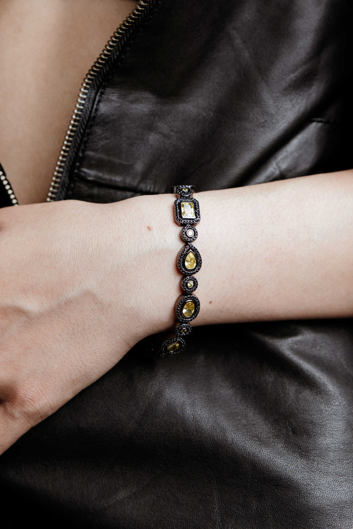 DARKAI Mixed Bezels Pave Black Bracelet on Female Model