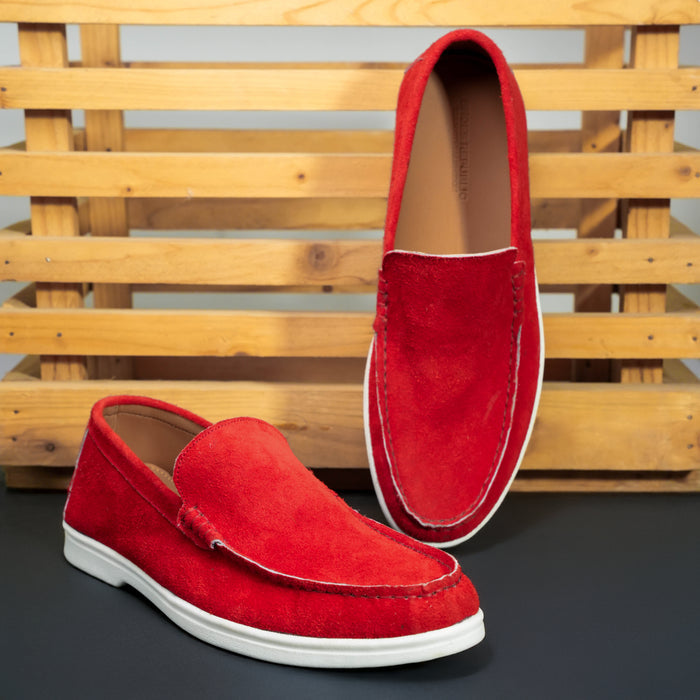 Monaco Suede Loafer ( Firestone Red ) - 100% Pure Suede Leather