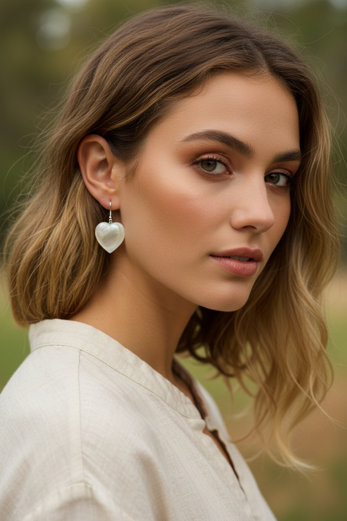 Mother of Pearl Heart Earrings