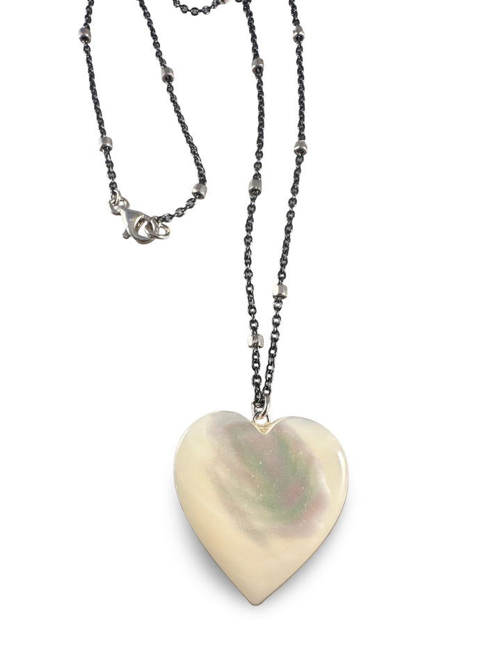 Mother of Pearl Heart Necklace on Chain
