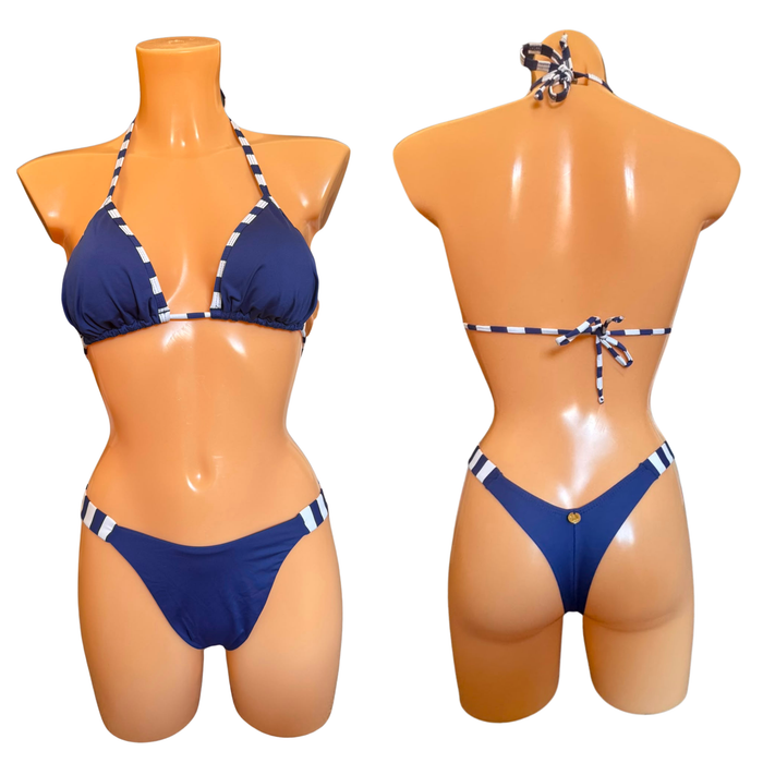 Navy Blue Triangle Bikini Set