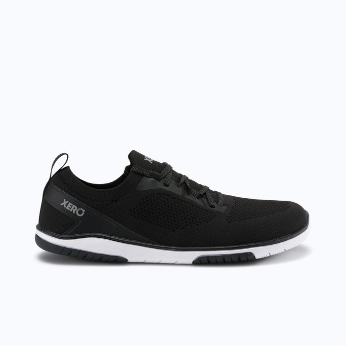Xero Shoes Nexus Knit Women Sneaker in Black and White with Toe Facing Right