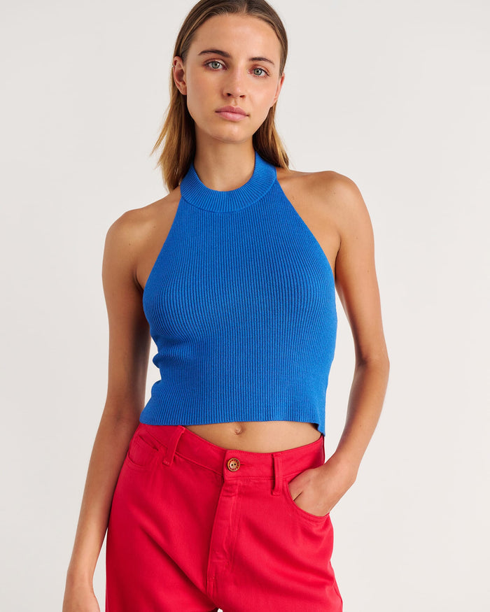JAG nfw knit halter top oceanblue