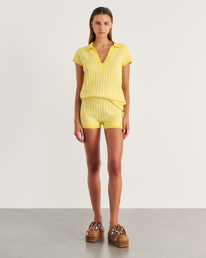 JAG nfw mini knit short yellowmulti