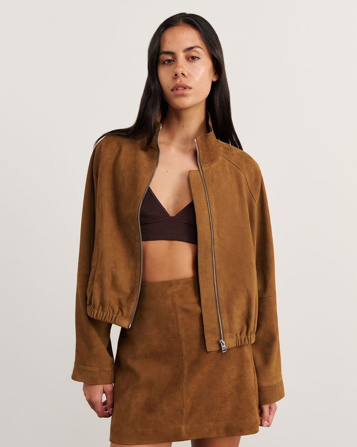 JAG ophelia suede bomber biscuit