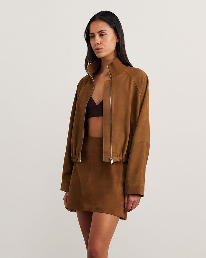 JAG ophelia suede bomber biscuit