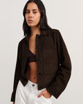 JAG ophelia suede crop shacket darkchocolate
