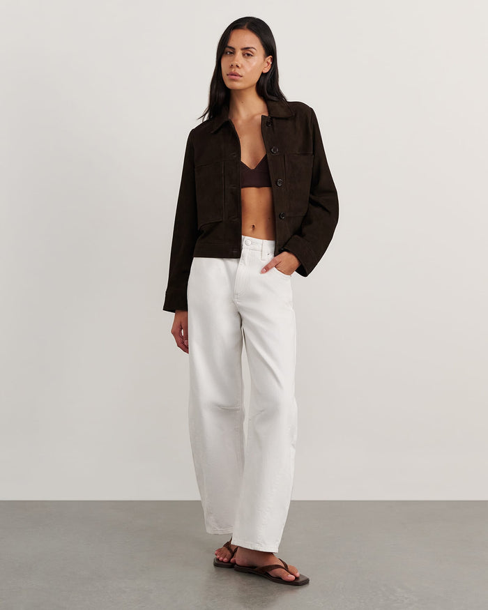 JAG ophelia suede crop shacket darkchocolate
