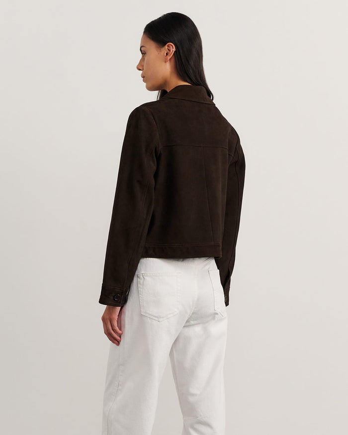 JAG ophelia suede crop shacket darkchocolate