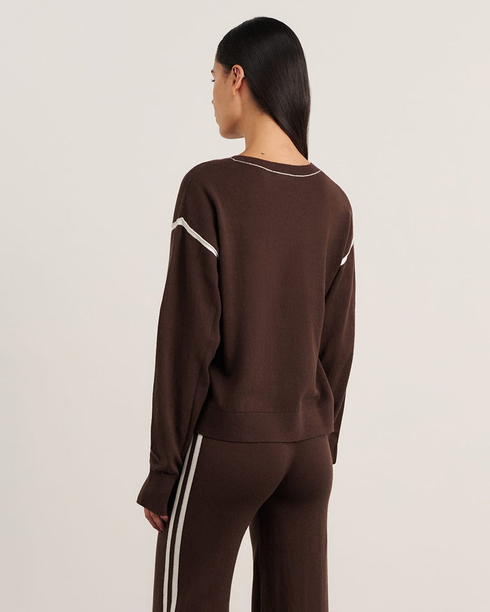 JAG orla contrast sweater darkchocolate
